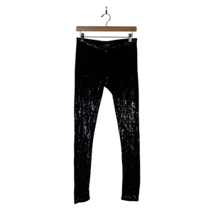 Tally Weijl Sequin Skinny Pants‎ Womens 10 Black Stretch Clubwear Y2K Glam thumbnail 2