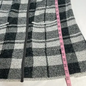 Long cape vest single snap closure dual pocket plaid vent back soft knit sweater thumbnail 6