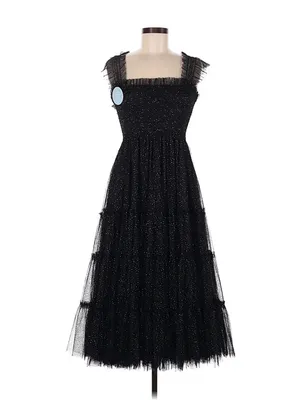 NWT Hill House Collector's Ellie Nap in Black Glitter Tulle Smocked Midi Dress M thumbnail 7