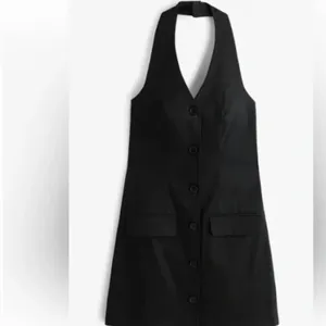 NWOT Abercrombie & Fitch Black Button Mara Halter Vest Backless Mini Dress M thumbnail 3