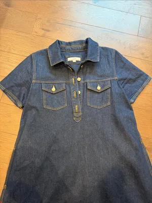 LOFT Mini Denim Pocket Dress Size Small - C1-303 thumbnail 3