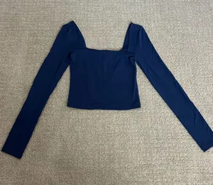Aritzia Babaton Navy Square Neck Long Sleeve Crop Top Size XS thumbnail 1