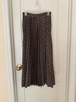 NWT MANGO Woman’s Maxi Monogram Pleated Skirt, Sz S thumbnail 4