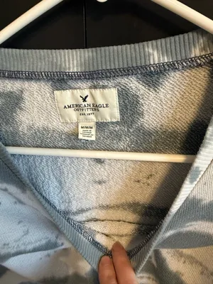 American Eagle Outfitters Pale Blue & White Tie-Dye Crewneck thumbnail 6