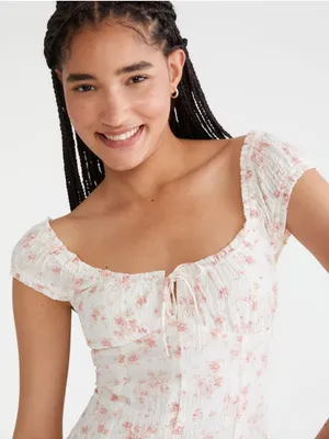 X😻Aeropostale White Floral Mini Dress with Pink Print thumbnail 4