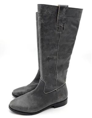 Steve Madden Bryson Distressed Grey Leather Tall Knee High Boots Size 6.5 NEW thumbnail 1