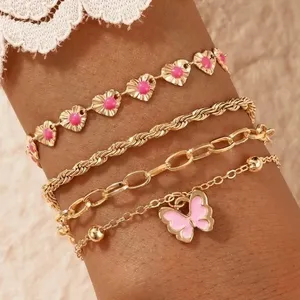 3/$30 💛 3pcs Butterfly Charm Bracelet Set Gold thumbnail 1