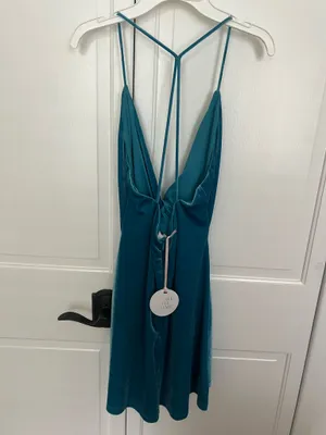 Revolve More To Come Blue Velvet Dress thumbnail 4