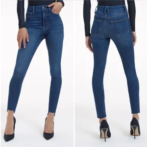 NWT Good American Good Waist Step Hem Skinny Jeans Dark Blue Denim Size 10 thumbnail 4