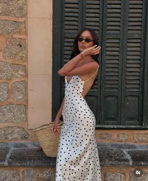Zara Elegant Polka Dot satin effect Slip maxi Dress thumbnail 7