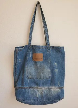 American Eagle Womens Jean Denim Bag Shoulder Tote distressed Ladies Pur… thumbnail 1