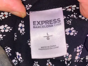 Express Barcelona Cami Black White Ditsy Floral Reversible Scalloped Neck Size L thumbnail 2