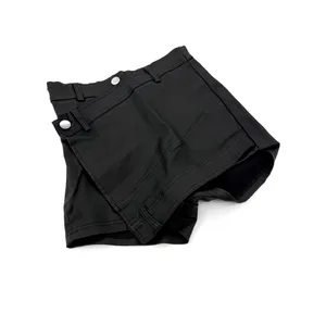High Waist Denim Shorts High Rise Jeans Shorts Skort Pants Summer Faux Leather thumbnail 3