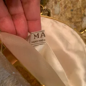 Vintage MAGID White Beaded Purse Art Deco Gold Chain Strap 6x7 Formal Wedding thumbnail 5