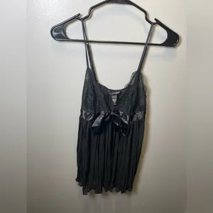 Victoria's Secret Lace‎ & Chiffon Pleated Babydoll Chemise Black Size L thumbnail 2