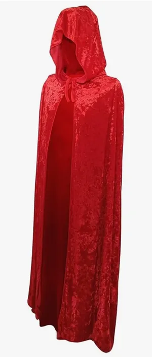 Red crushed velvet cape little red riding hood Halloween costume cosplay hooded thumbnail 2
