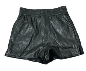 Zara Quilted Diamond Faux Leather Shorts Black Edgy High Rise Size XS thumbnail 1