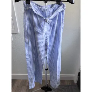 Beach Lunch Lounge Linen Cotton Blend Beachy Nautical Tie Waist Wide Leg Pants M thumbnail 2