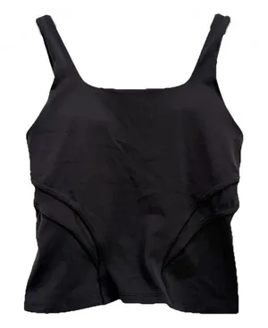 LULULEMON Black Nulu and Mesh-back Shelf Bra Yoga Tank Top Size 4 thumbnail 1