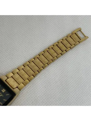 Vintage Armitron women watch gold tone 19mm black dial quartz analog 7” running thumbnail 4