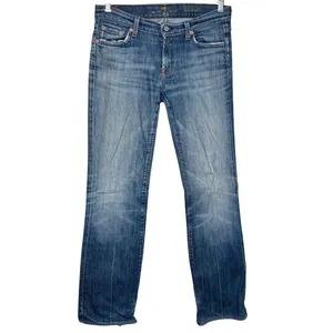 Y2K 7 For All Mankind Bootcut Jeans 28 Low Rise Distressed Medium Wash thumbnail 2