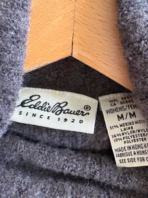 Vintage 90s Eddie Bauer Gray Merino Wool Turtleneck Sweater M thumbnail 6