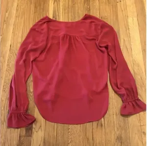 Loft Ann Taylor Rust Red high low blouse with flare cuff sleeves size XS thumbnail 4