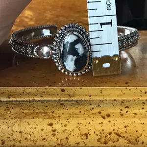 White Buffalo Sterling Silver Cuff Bracelet thumbnail 5