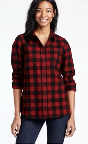 LL Bean Red Buffalo Check Plaid Cotton Flannel Shirt Relaxed Fit Pocket Size XL thumbnail 1