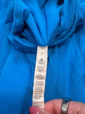 Lululemon Blue Long Sleeve Mock Neck Pullover Size 6 Thumbholes Mesh Panels thumbnail 7