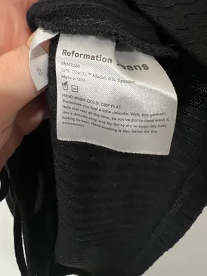 Reformation Cinching Crop Top Black Ribbed Size Small thumbnail 6