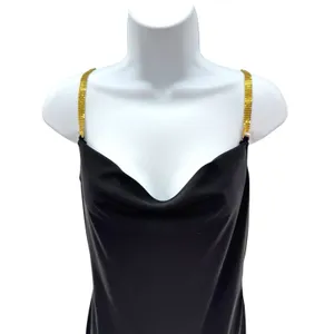 Jessica McClintock Gunne Sax Millennium 2000 Vtg Black Gown Sz 7 Gold Straps Y2K thumbnail 5