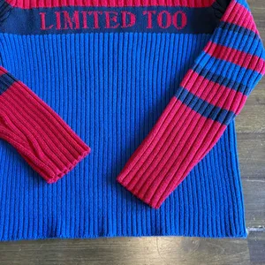 Vintage Y2K 90’s Limited Too Logo Sweater Stripe Knit Ribbed Academia Red Blue S thumbnail 2