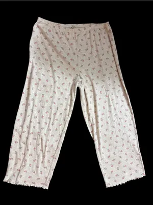 Source Unknown Cream with Pink Floral Pajama Pants thumbnail 1