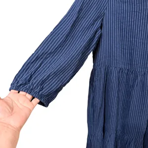 Market & Spruce Navy Striped Tiered V-Neck Mini Dress 3/4 Sleeve Large L thumbnail 5