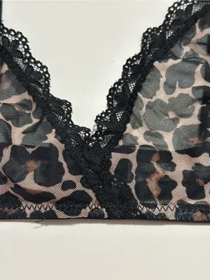 Avidlove Sheer Leopard-Print Lace Bralette - Black/Beige thumbnail 2