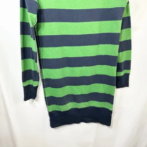 Aeropostale Small Tunic Sweatshirt VTG Y2K Green Navy Blue Striped Boat Neck 913 thumbnail 5