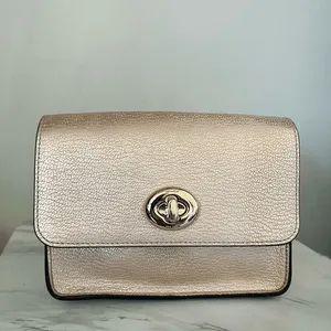 Coach Women's Turnlock Chain Crossbody Leather Bag, Platinum/Gold, NWOT thumbnail 5