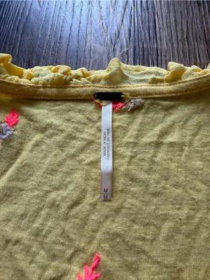 Free People Yellow Floral Ruffle-Trim Crop Top thumbnail 2