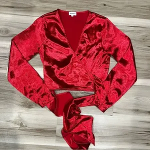 Superdown Gemini Wrap Top in Cherry Women’s Small thumbnail 2