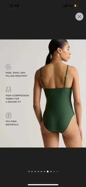 New Quince Italian Cami One-Piece Swimsuit Size Medium MSRP $49.90 thumbnail 6