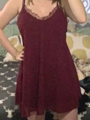 Forever 21 Burdundy Flowy Summer Dress Medium thumbnail 1