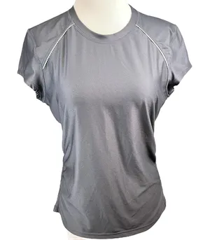 Athleta Women's Gray Short Sleeve Ruched Gym Yoga Running‎ Workout Tee Medium thumbnail 1