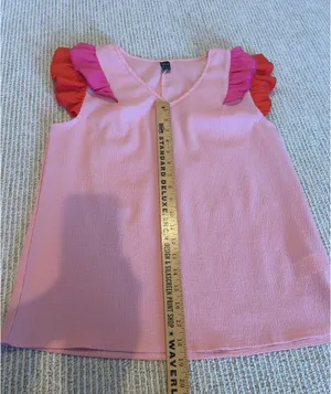 Shein Pink Flutter Sleeve Top M thumbnail 3