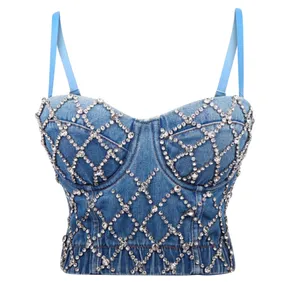 Papaya Blue Rhinestone Embellished Crop Top thumbnail 2