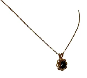 Vintage Gold Tone Faux Ruby Rhinestone Necklace Womens Costume Jewelry thumbnail 1