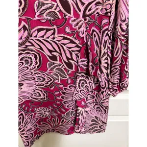 LOFT Petites Magenta Floral Paisley Ruffle Mini Dress 2P NWT Long Sleeve thumbnail 8