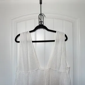 Anthropologie XL White Sleeveless Tie Front Cover Up Tunic Cottagecore Boho Chic thumbnail 10