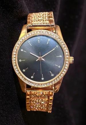 Rose gold iced quartz watch thumbnail 1