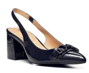NYDJ Sanya Point Toe Slingback Heels Navy Patent Leather Size 9 thumbnail 1